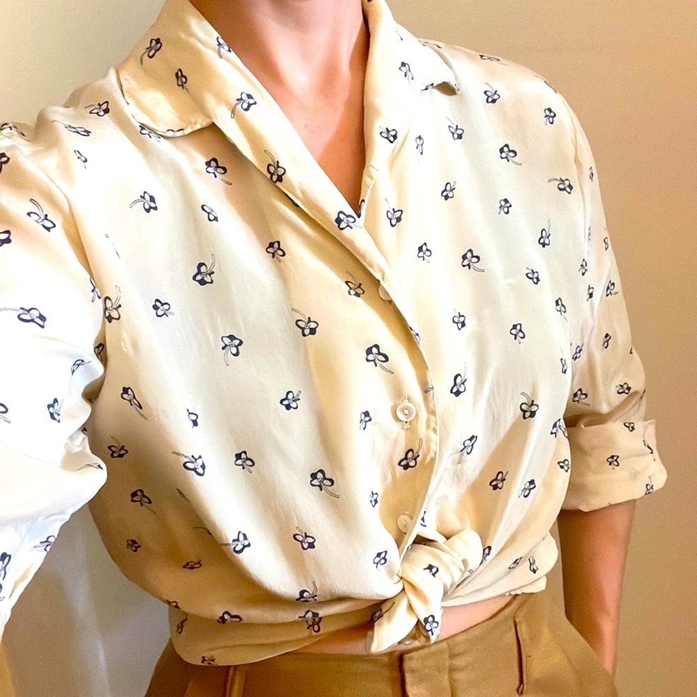 Vintage Dalton Cream Silk Blouse